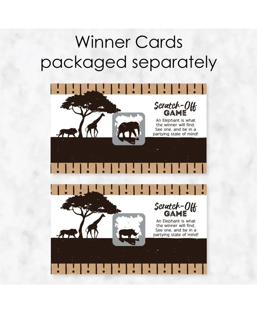 Wild Safari - African Jungle Adventure Party Game Scratch Off Cards - 22 Ct