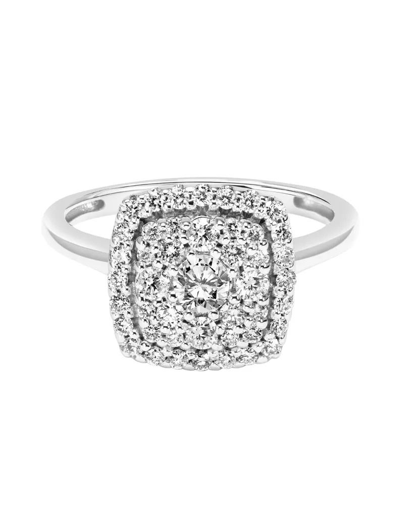 Diamond Cushion Cushion Cluster Engagement Ring (3/4 ct. t.w.) in 14k White Gold