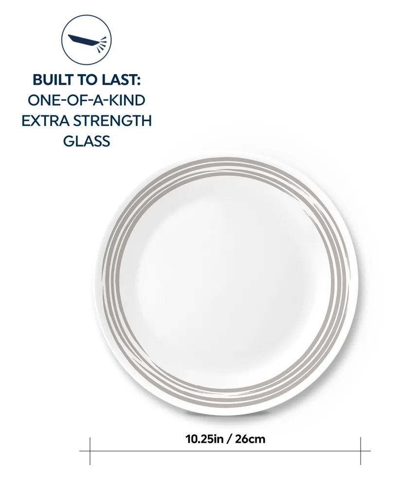 Corelle Brushed Silver-Tone Dinner Plate - White, Silvery