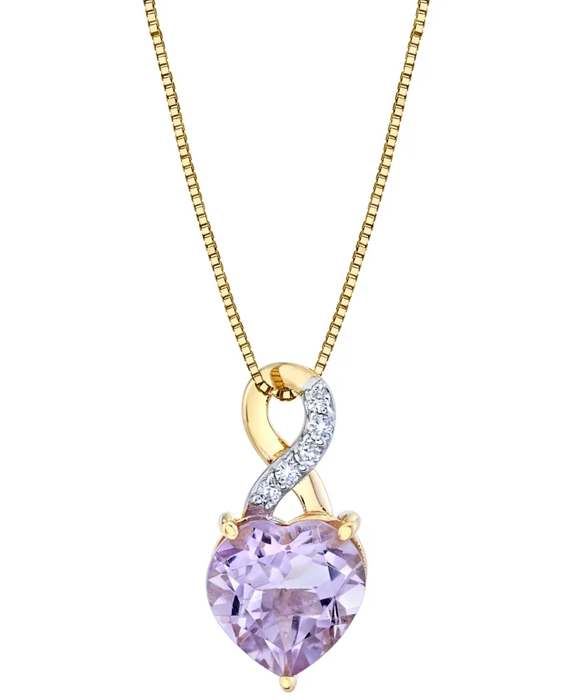 Pink Amethyst (1-3/4 ct. t.w.) & Diamond Accent Infinity Heart 18" Pendant Necklace in 10k Gold