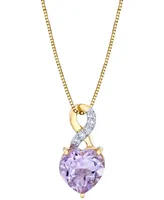 Pink Amethyst (1-3/4 ct. t.w.) & Diamond Accent Infinity Heart 18" Pendant Necklace in 10k Gold