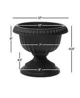 Novelty 39128 Outdoor Grecian Urn Flower Planter Black 12in pack of 1