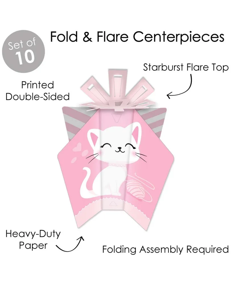 Purr-fect Kitty Cat - Table Decor - Kitten Party Fold & Flare Centerpieces 10 Ct