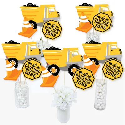 Dig It - Construction Zone - Party Centerpiece Sticks - Table Toppers - 15 Ct