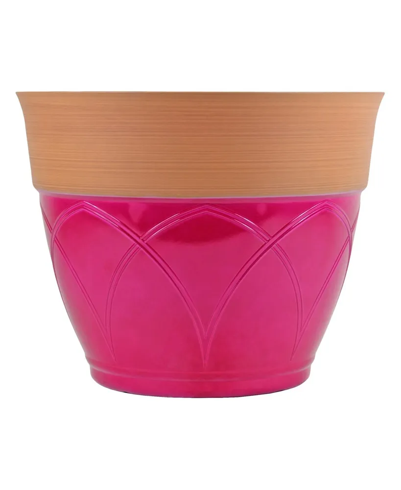 Garden Elements Colored Rim Large Plastic Planter Magenta 15 Inches