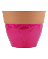 Garden Elements Colored Rim Large Plastic Planter Magenta 15 Inches