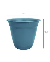 Hc Companies Inc Eclipse Planter w Attached Saucer Slate Blue 12