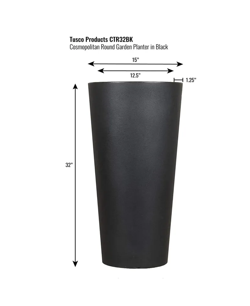 Tusco Products Cosmopolitan Tall Round Plastic Planter Black 32"