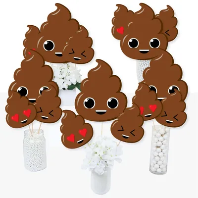 Party 'Til You're Pooped -Poop Emoji Centerpiece Sticks-Table Toppers-Set of 15
