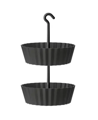 Tree Nest Sunny Hanging 2-Tiered Lace Planter Round Anthracite 10in