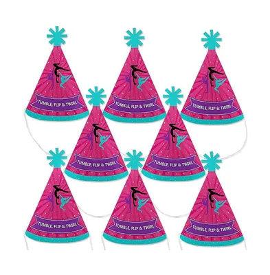 Tumble, Flip & Twirl - Gymnastics Mini Cone Gymnast Party Small Party Hats 8 Ct