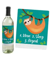 Let's Hang - Sloth - Party Decor - Wine Bottle Label Stickers - 4 Ct