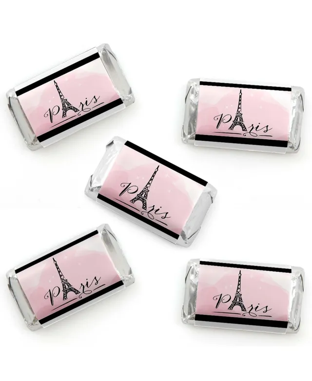 Big Dot of Happiness Paris, Ooh La La - Mini Wine & Champagne Bottle Label  Stickers - Paris Themed Baby Shower Birthday Party Favor Gift - Set of 16