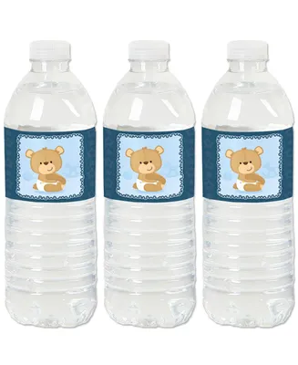 Baby Boy Teddy Bear - Baby Shower Water Bottle Sticker Labels - Set of 20