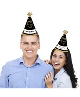 Big Dot of Happiness New Year's Eve - Gold - 2025 Cone New Years Eve Resolution Party Hats - 8 Ct