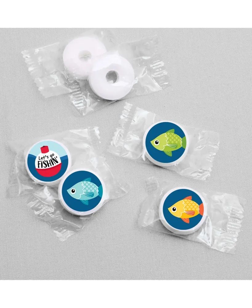 Let's Go Fishing - Fish Round Candy Sticker Favors (1 sheet of 108)