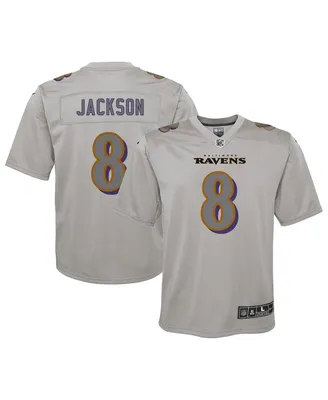Big Boys Nike Lamar Jackson Gray Baltimore Ravens Atmosphere Fashion Game Jersey