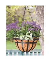 Panacea Products Flat Iron Series 14-Inch Hanging Basket, Black