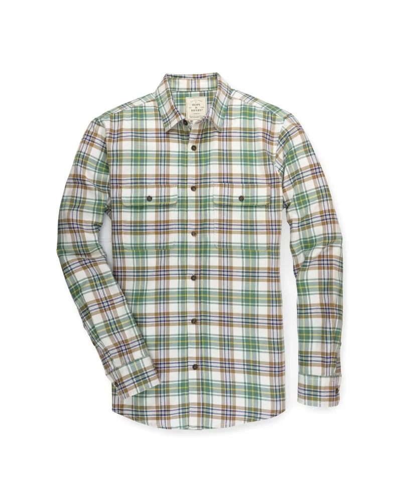 Hope & Henry Men's Organic Cotton Long Sleeve Brushed Flannel Button Down Shirt