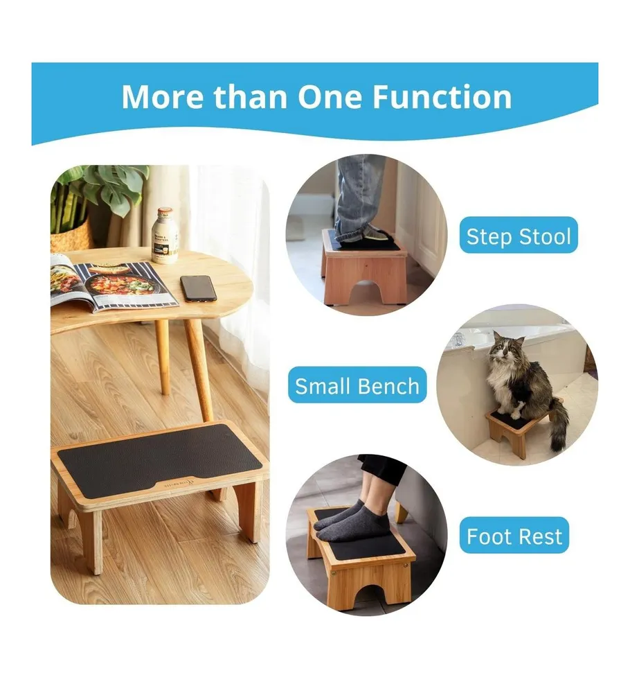 Sturdy Wooden Portable One Step Stool Support Up To 300lb