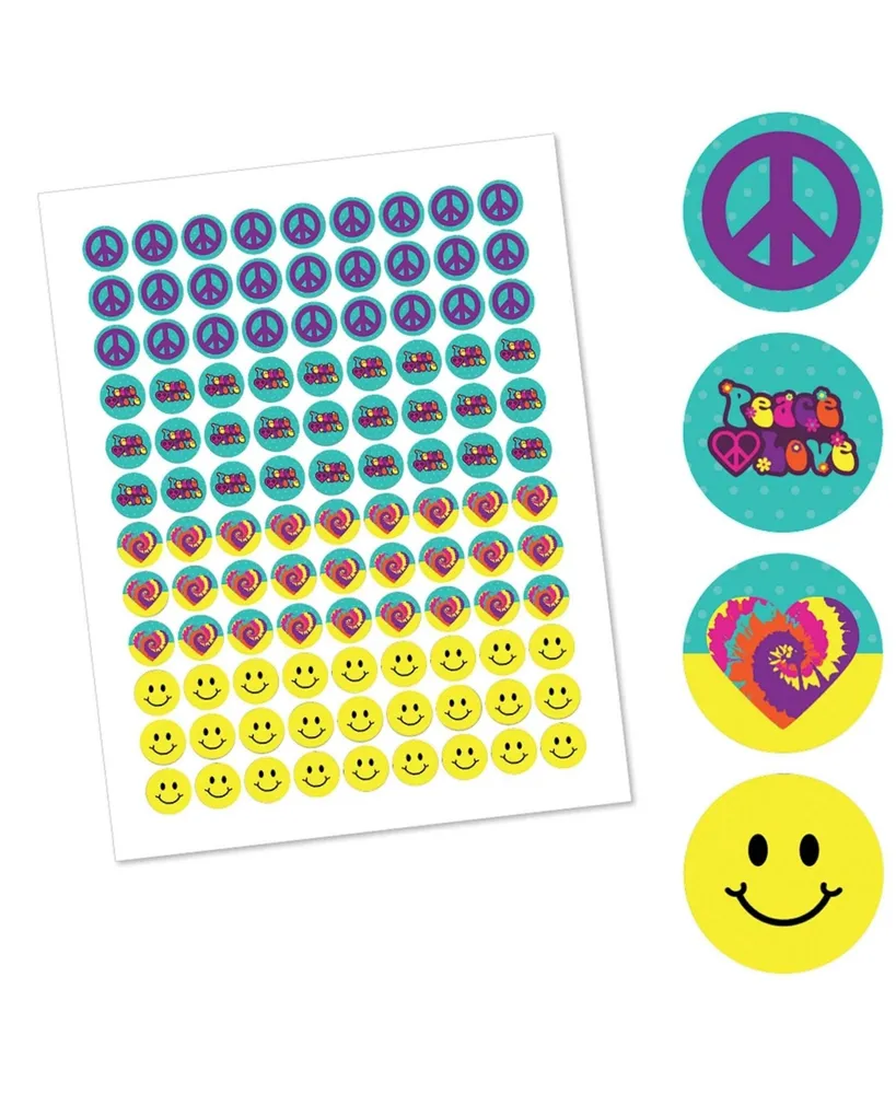 60's Hippie - 1960s Groovy Party Round Candy Sticker Favors (1 sheet of 108)