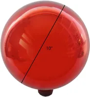 Gardener's Select Glass Gazing Globe, Metallic Red, 10"