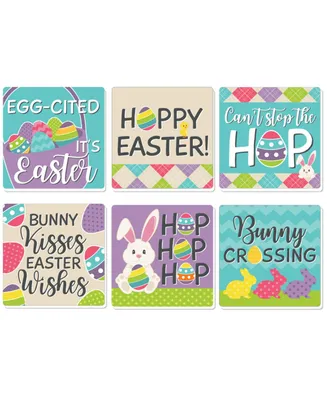 Big Dot of Happiness Hippity Hoppity - Funny Easter Bunny Party Decor - Drink Coasters - Set of 6