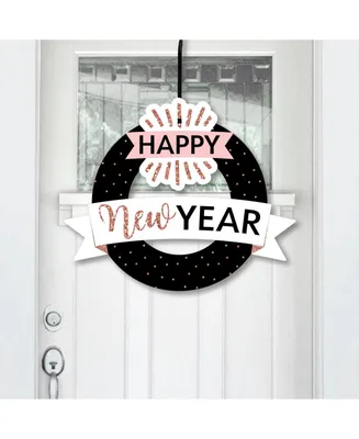 Rose Gold Happy New Year - Outdoor New Years Eve Party Decor - Front Door Wreath