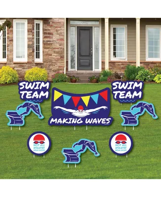 Making Waves - Swim Team - Lawn Decor - Swimming or Birthday Yard Signs - 8 ct