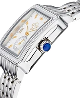 GV2 by Gevril Women's Bari Tortoise Swiss Quartz Diamond Accents Silver-Tone Stainless Steel Bracelet Watch 34mm x 30mm