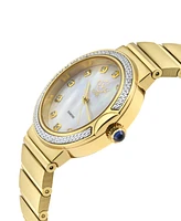 GV2 by Gevril Women's Sorrento Swiss Quartz Diamond Accents Ion Plating Gold-Tone Stainless Steel Bracelet Watch 32mm