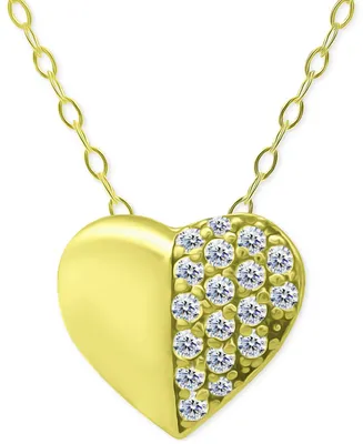Giani Bernini Cubic Zirconia Pave Heart Pendant Necklace in 18k Gold-Plated Sterling Silver, 16" + 2" extender, Created for Macy's