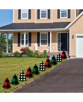 Big Dot of Happiness Holiday Plaid Trees - Lawn Decor - Outdoor Christmas Party Yard Decor - 10 Pc