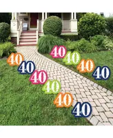 40th Birthday - Cheerful Happy Birthday - Lawn Decor - Outdoor Yard Decor 10 Pc
