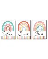 Big Dot of Happiness Hello Rainbow Boho Kids Wall Art - 7.5 x 10 in Set of 3 - Wash, Brush, Flush