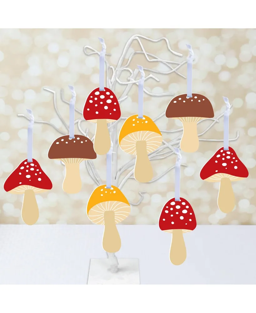 Wild Mushrooms - Red Toadstool Decorations - Tree Ornaments - Set of 12