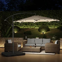 WestinTrends 10 Ft Outdoor Solar Led Cantilever Umbrella with Base Weights