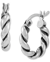 Giani Bernini Oxidized Twist Tube Small Hoop Earrings in Sterling Silver, 15mm , Created for Macy's