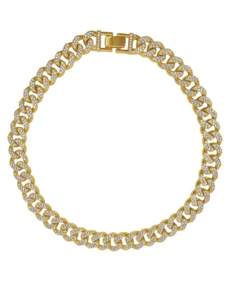 Adornia Women's Gold-Tone Plated Crystal Thick Cuban Curb Chain Necklace