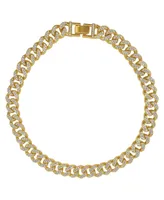 Adornia Women's Gold-Tone Plated Crystal Thick Cuban Curb Chain Necklace