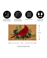 Evergreen Winter Cardinal Indoor Outdoor Natural Coir Doormat 1'4"x2'4" Brown