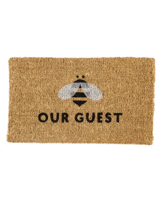 Evergreen Bee Our Guest Woven Back Indoor Outdoor Natural Coir Doormat 1'6"x2'6" Multicolored