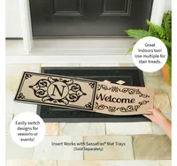 Evergreen Cambridge Chic Letter N Monogram Burlap Sassafras Indoor Outdoor Switch Doormat1'10"x10"Brown