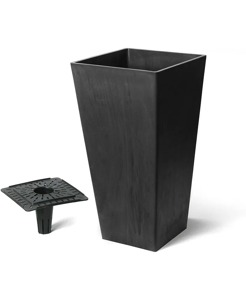 Algreen 17332 Valencia Square Flower Pot Planter Black 10 x 20 Inch