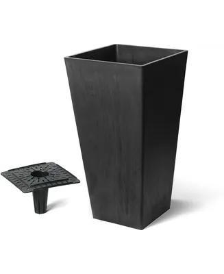 Algreen 17332 Valencia Square Flower Pot Planter Black 10 x 20 Inch