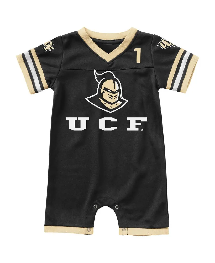 Newborn and Infant Boys Girls Colosseum Black Ucf Knights Bumpo Football Romper