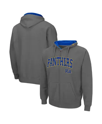 Men's Colosseum Charcoal Pitt Panthers Arch & Team Logo 3.0 Full-Zip Hoodie