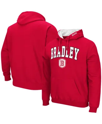 Men's Colosseum Red Bradley Braves Arch & Logo Pullover Hoodie