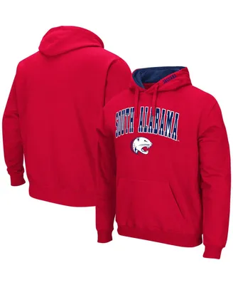 Men's Colosseum Red South Alabama Jaguars Arch & Logo Pullover Hoodie