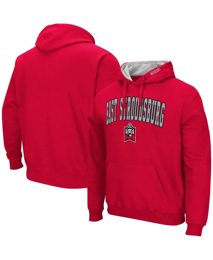 Men's Colosseum Red East Stroudsburg Warriors Arch & Logo Pullover Hoodie